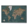 Pin Travel Cork Map Canvas Green