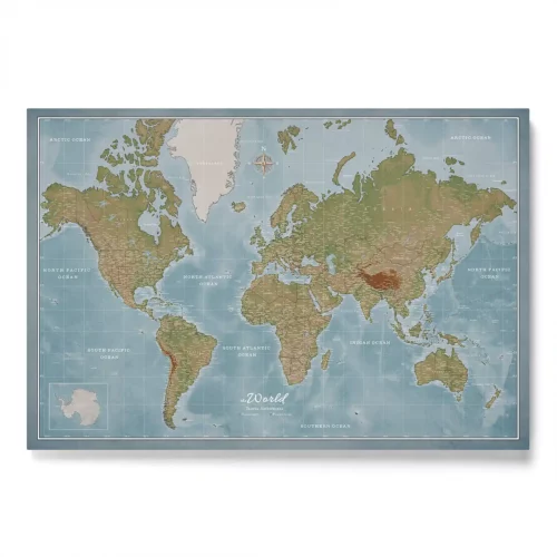 Push Pin Travel Map Canvas Physical