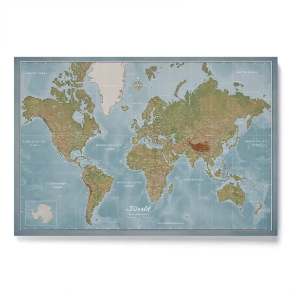 Push Pin Travel Map Canvas Physical