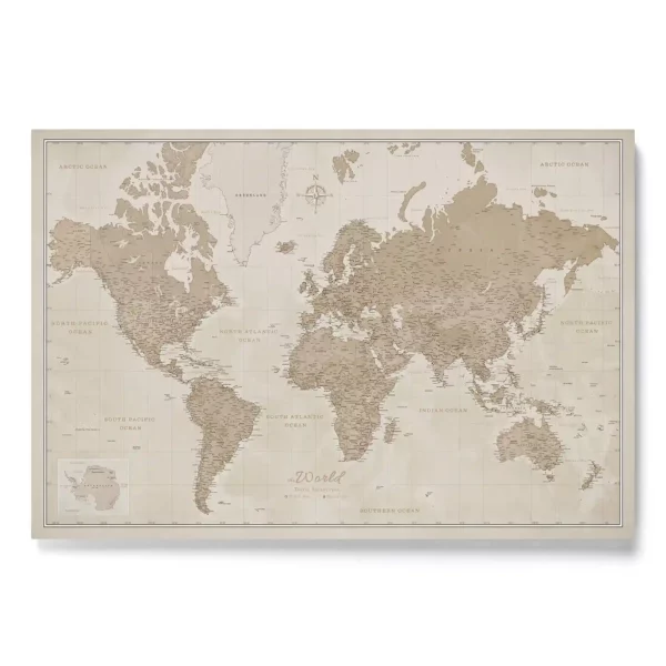 Push Pin Travel World Map Cream