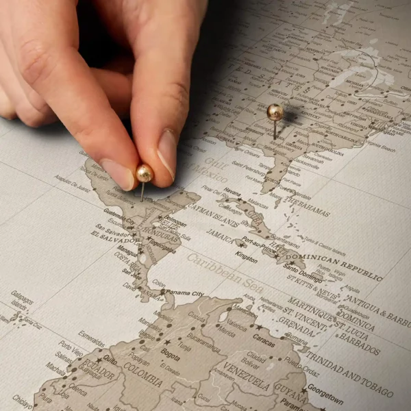 Push Pin Travel World Map Cream Details