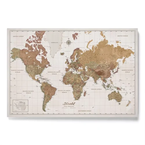 Push Pin World Map Vintage Light