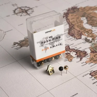 Push Pin World Map Vintage Light Color