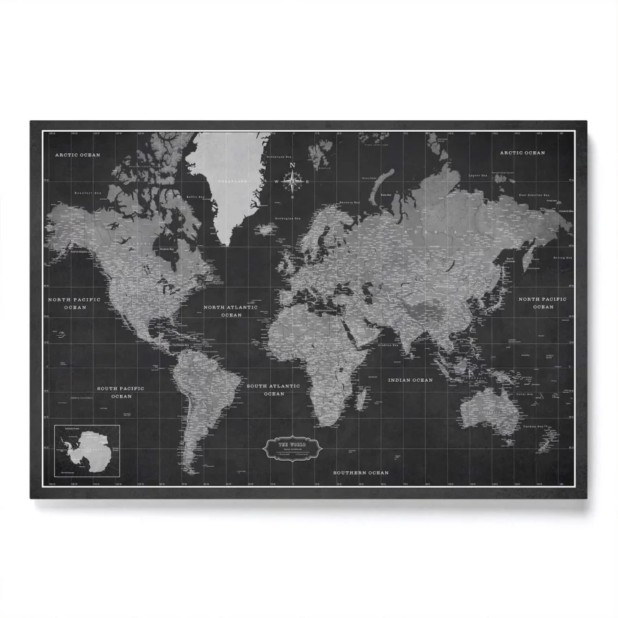 Black And Silver Moon push pin map