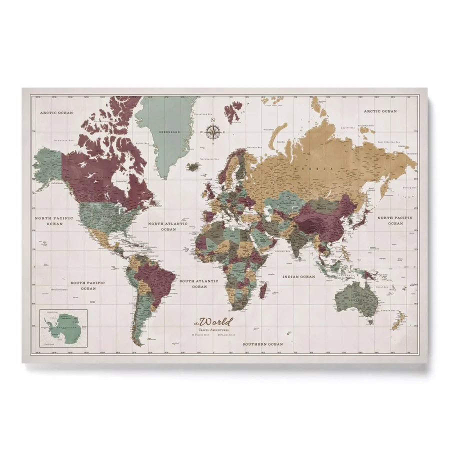 Modern Olive Safari canvascale map